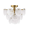 Load image into Gallery viewer, Farmhouze Light - 4 - Light Layer White Textured Glass Semi Flush Ceiling Light - Ceiling Light - Brass -