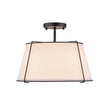 Load image into Gallery viewer, Farmhouze Light - 4 - Light Linen Drum Semi Flush Ceiling Light - Ceiling Light - Black -