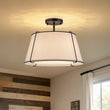 Load image into Gallery viewer, Farmhouze Light - 4 - Light Linen Drum Semi Flush Ceiling Light - Ceiling Light - Black -