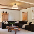 Load image into Gallery viewer, Farmhouze Light - 4 - Light Linen Drum Semi Flush Ceiling Light - Ceiling Light - Nickel -