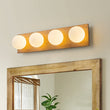 Load image into Gallery viewer, Farmhouze Light - 4 - light Rustic Wood Frosted Glass Globe Vanity Wall Lamp - Wall Sconce - 22.8 in -