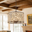 Load image into Gallery viewer, Farmhouze Light - 4 - Light Vintage Glam Crystal Drum Lantern Pendant - Chandelier - Small -