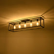 Load image into Gallery viewer, Farmhouze Light - 5 - Light Black Rectangular Cage Flush Mount Ceiling Light - Ceiling Light - 5 Bulbs -