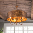 Load image into Gallery viewer, Farmhouze Light-5-Light Candle Style Rust Iron Drum Pendant-Pendant-Rust-