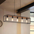 Load image into Gallery viewer, Farmhouze Light-5-Light Rectangular Cage Kitchen Island Pendant-Chandelier-Black-