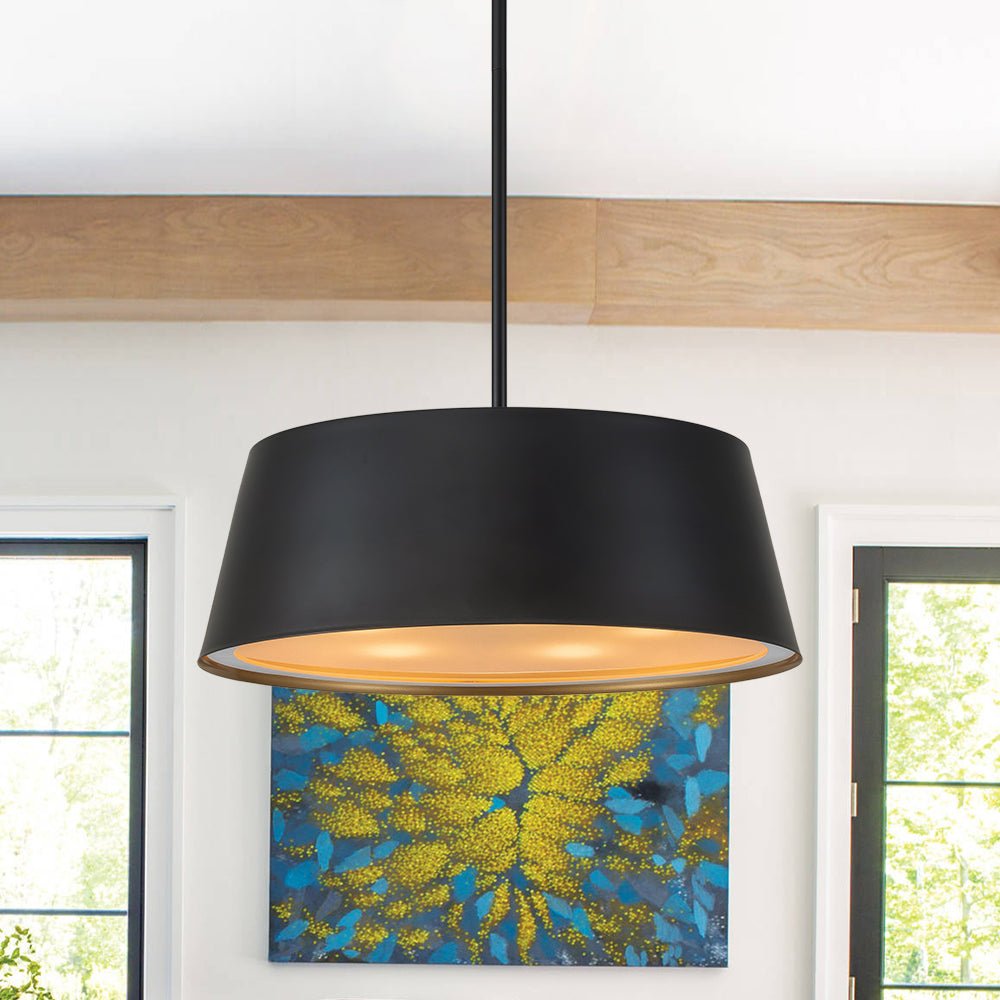 5-Light Scandinavia Matte Black Drum Pendant Light | Farmhouze Light