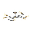 Load image into Gallery viewer, Farmhouze Light - 6 - Light Black Brass Curved Linear Sputnik Ceiling Light - Ceiling Light - 6 Bulb -