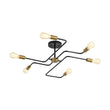 Load image into Gallery viewer, Farmhouze Light - 6 - Light Black Brass Curved Linear Sputnik Ceiling Light - Ceiling Light - 6 Bulb -