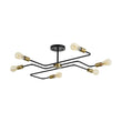 Load image into Gallery viewer, Farmhouze Light - 6 - Light Black Brass Curved Linear Sputnik Ceiling Light - Ceiling Light - 6 Bulb -