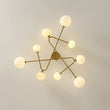 Load image into Gallery viewer, Farmhouze Light - 9 - Light Sputnik Glass Globe Semi Flush Ceiling Light - Ceiling Light - Brass -