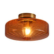 Load image into Gallery viewer, Farmhouze Light - Amber Reeded Glass Drum Single Semi Flush Ceiling Light - Ceiling Light - Amber Glass -