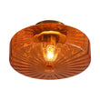 Load image into Gallery viewer, Farmhouze Light - Amber Reeded Glass Drum Single Semi Flush Ceiling Light - Ceiling Light - Amber Glass -