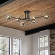 Load image into Gallery viewer, Farmhouze Light - Black Linear Smoked Glass Globe Sputnik Ceiling Light - Ceiling Light - Black -