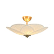 Load image into Gallery viewer, Farmhouze Light - Bohemian Round Ribbed Ivory Fabric Bloom Semi Flush Light - Ceiling Light - Ivory -