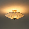 Load image into Gallery viewer, Farmhouze Light - Bohemian Round Ribbed Ivory Fabric Bloom Semi Flush Light - Ceiling Light - Ivory -
