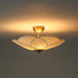 Load image into Gallery viewer, Farmhouze Light - Bohemian Round Ribbed Ivory Fabric Bloom Semi Flush Light - Ceiling Light - Ivory -