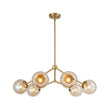 Load image into Gallery viewer, Farmhouze Light - Brass 6 - Light Amber Glass Globe Linear Sputnik Chandelier - Chandelier - Brass -
