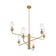 Load image into Gallery viewer, Farmhouze Light - Brass 6 - Light Fluted Glass Shade Candle Style Tiered Chandelier - Chandelier - Brass -