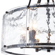 Load image into Gallery viewer, Farmhouze Light - Brass 6 - Light Textured Glass Drum Lantern Pendant - Chandelier - Black -