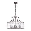 Load image into Gallery viewer, Farmhouze Light - Brass 6 - Light Textured Glass Drum Lantern Pendant - Chandelier - Black -