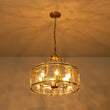 Load image into Gallery viewer, Farmhouze Light-Brass 6-Light Textured Glass Drum Lantern Pendant-Chandelier-Brass-