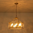 Load image into Gallery viewer, Farmhouze Light-Brass 6-Light Textured Glass Drum Lantern Pendant-Chandelier-Brass-
