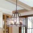 Load image into Gallery viewer, Farmhouze Light - Brass 6 - Light Textured Glass Drum Lantern Pendant - Chandelier - Oil - Rubbed Bronze -