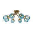 Load image into Gallery viewer, Farmhouze Light - Brass 8 - Light Bubble Round Sputnik Semi Flush Mount Light - Ceiling Light - Blue -