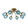 Load image into Gallery viewer, Farmhouze Light - Brass 8 - Light Bubble Round Sputnik Semi Flush Mount Light - Ceiling Light - Blue -