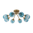 Load image into Gallery viewer, Farmhouze Light - Brass 8 - Light Bubble Round Sputnik Semi Flush Mount Light - Ceiling Light - Blue -