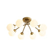 Load image into Gallery viewer, Farmhouze Light - Brass 8 - Light Bubble Round Sputnik Semi Flush Mount Light - Ceiling Light - Frosted White -