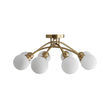 Load image into Gallery viewer, Farmhouze Light - Brass 8 - Light Bubble Round Sputnik Semi Flush Mount Light - Ceiling Light - Frosted White -