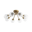 Load image into Gallery viewer, Farmhouze Light - Brass 8 - Light Bubble Round Sputnik Semi Flush Mount Light - Ceiling Light - Ribbed -