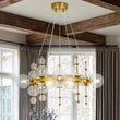 Load image into Gallery viewer, Farmhouze Light - Brass Cluster Clear Glass Bubble Round Ring Chandelier - Chandelier - Brass -