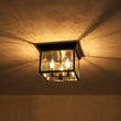 Load image into Gallery viewer, Farmhouze Light - Candle Style Seeded Glass Black Square Lantern Flush Mount - Ceiling Light - 9.8 in -