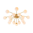 Load image into Gallery viewer, Farmhouze Light - Classic 16 - Light Sputnik Frosted Glass Globe Semi Flush - Ceiling Light - Brass -