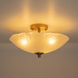 Load image into Gallery viewer, Farmhouze Light - Classic 3 - Light Round Glass Saucer Semi Flush Mount - Ceiling Light - Frosted Glass -