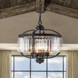 Load image into Gallery viewer, Farmhouze Light - Classic Black Candle Style Round Crystal Lantern Pendant - Chandelier - Black -