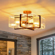 Load image into Gallery viewer, Farmhouze Light - Contemporary 4 - Light Clear Glass Square Cage Ceiling Light - Ceiling Light - 4 - Light -