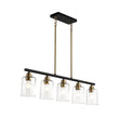 Load image into Gallery viewer, Farmhouze Light - Contemporary Clear Striped Glass Shade Linear Island Chandelier - Chandelier - 5 Bulbs -