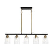Load image into Gallery viewer, Farmhouze Light - Contemporary Clear Striped Glass Shade Linear Island Chandelier - Chandelier - 5 Bulbs -