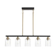 Load image into Gallery viewer, Farmhouze Light - Contemporary Clear Striped Glass Shade Linear Island Chandelier - Chandelier - 5 Bulbs -