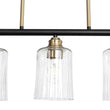 Load image into Gallery viewer, Farmhouze Light - Contemporary Clear Striped Glass Shade Linear Island Chandelier - Chandelier - 5 Bulbs -