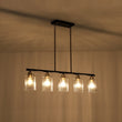 Load image into Gallery viewer, Farmhouze Light - Contemporary Clear Striped Glass Shade Linear Island Chandelier - Chandelier - 5 Bulbs -
