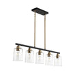 Load image into Gallery viewer, Farmhouze Light - Contemporary Clear Striped Glass Shade Linear Island Chandelier - Chandelier - 5 Bulbs -