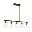 Load image into Gallery viewer, Farmhouze Light - Contemporary Clear Striped Glass Shade Linear Island Chandelier - Chandelier - 5 Bulbs -