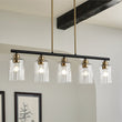 Load image into Gallery viewer, Farmhouze Light - Contemporary Clear Striped Glass Shade Linear Island Chandelier - Chandelier - 5 Bulbs -