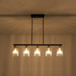 Load image into Gallery viewer, Farmhouze Light - Contemporary Clear Striped Glass Shade Linear Island Chandelier - Chandelier - 5 Bulbs -