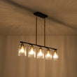 Load image into Gallery viewer, Farmhouze Light - Contemporary Clear Striped Glass Shade Linear Island Chandelier - Chandelier - 5 Bulbs -