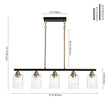 Load image into Gallery viewer, Farmhouze Light - Contemporary Clear Striped Glass Shade Linear Island Chandelier - Chandelier - 5 Bulbs -